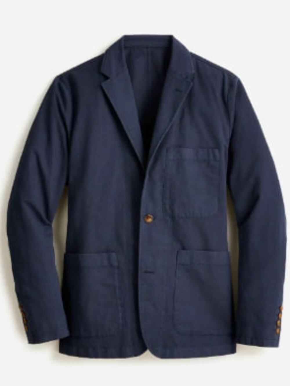 J.Crew Garment-Dyed Cotton-Linen Chino Suit Jacket, Navy, Size 38